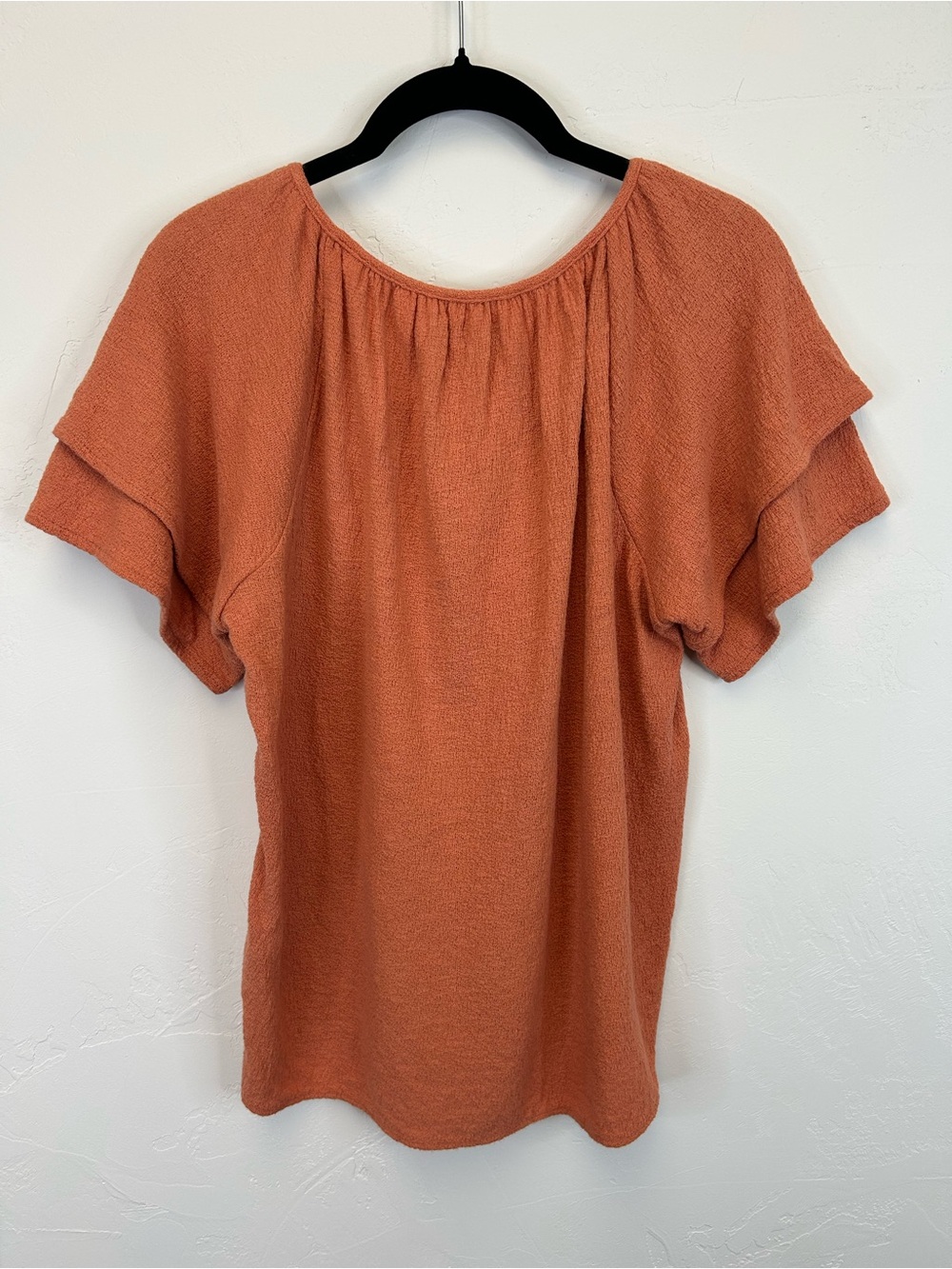Madewell Rust Textured Short Sleeve Peasant Top Size S Boho Classic Casual - Picture 6 of 8